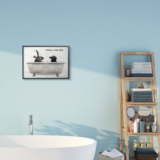 Stupell Industries Scrub a Dub Dub Quote Family Pet Dog Bath in Frame Wall Art